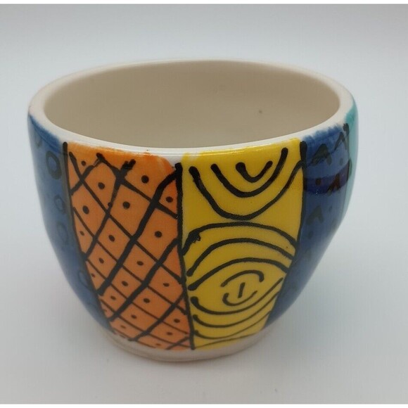 Abstract Art Cup Happy Smiling Face Color Black Color Full Patterns Wonky - Picture 2 of 10